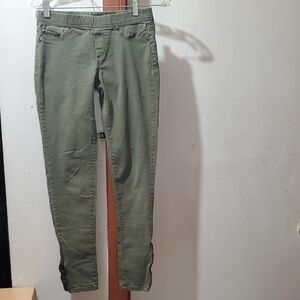 mine Olive Slim Ankle Skinny Zippered Elastic Pants Size S